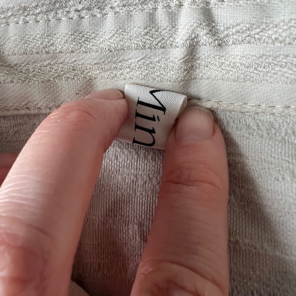 Mint Womens Cropped Collar Button Up Tan Textured Top Casual Cabana Preppy Small - Picture 5 of 10